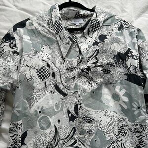 Wray big collar graphic print button up shirt